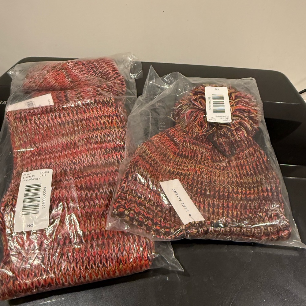 NWT Colorful Knit Beanie and Scarf Set